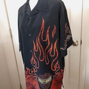 Harley Davidson button up shirt flame